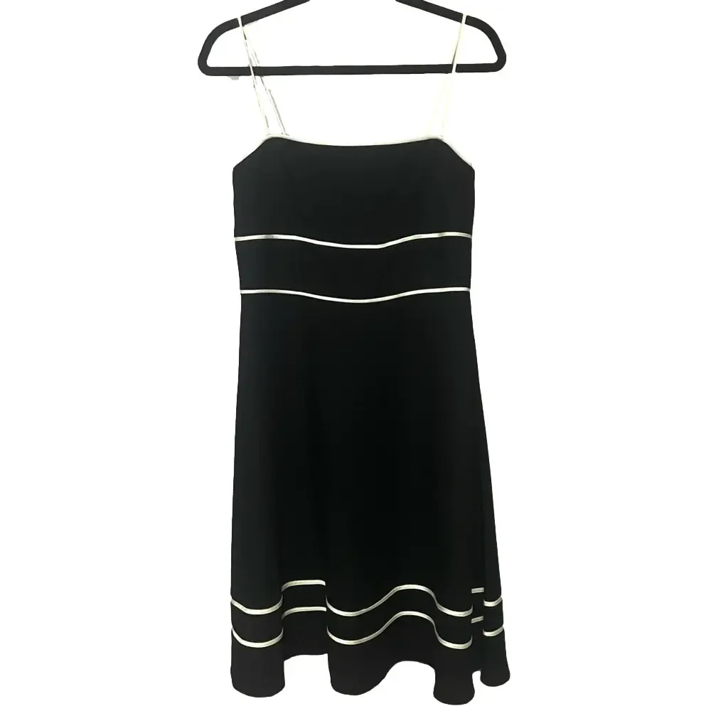 Talbots Women's Black and White A-Line Midi Dress Size 10 Medium Retro Vibes - Picture 2 of 9